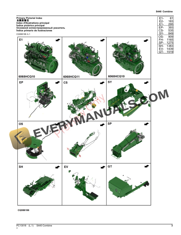 John Deere S440 Combine Parts Catalog PC13018 19NOV23-3