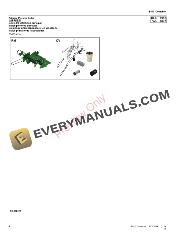 John Deere S440 Combine Parts Catalog PC13018 19NOV23-4