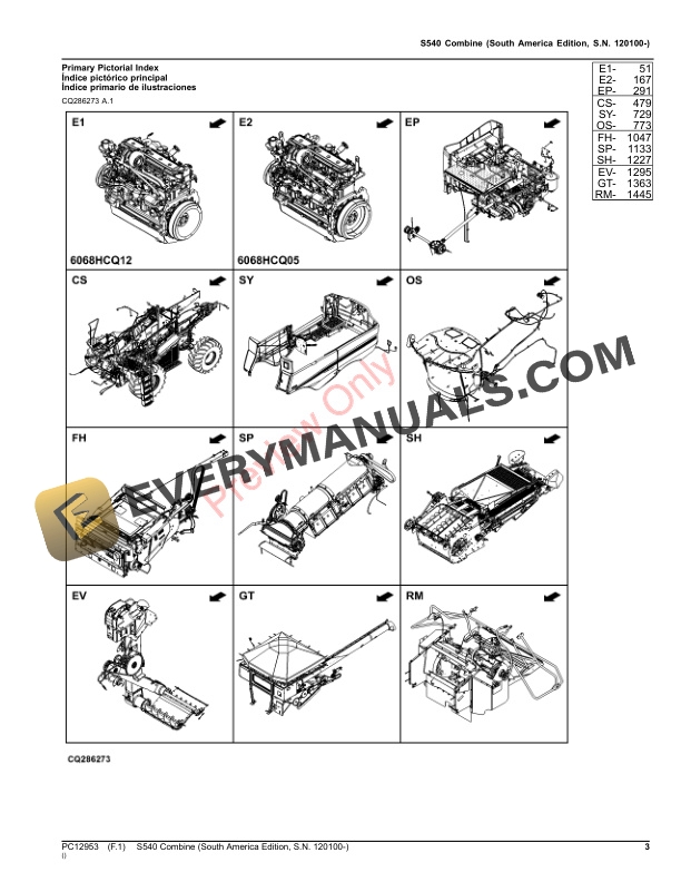 John Deere S540 Combine Parts Catalog PC12953 09OCT23-3