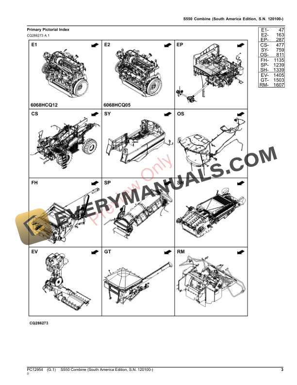 John Deere S550 Combine Parts Catalog PC12954 09OCT23-3