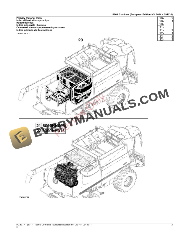 John Deere S660 Combine Parts Catalog PC4777 12NOV23-3