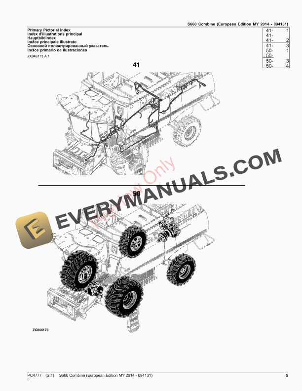 John Deere S660 Combine Parts Catalog PC4777 12NOV23-5