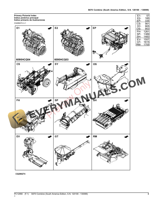 John Deere S670 Combine Parts Catalog PC12956 09OCT23-3