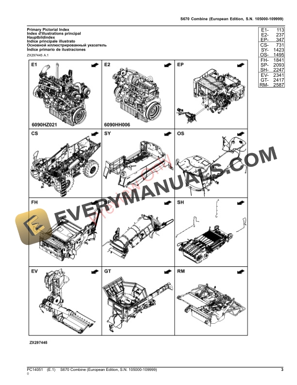 John Deere S670 Combine Parts Catalog PC14051 12NOV23-3