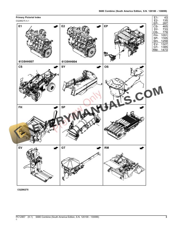 John Deere S680 Combine Parts Catalog PC12957 30SEP23-3