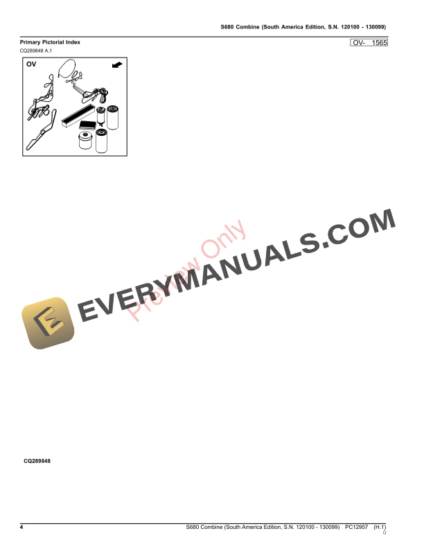 John Deere S680 Combine Parts Catalog PC12957 30SEP23-4