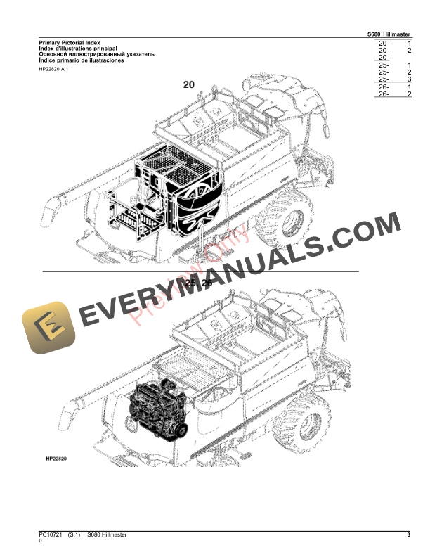 John Deere S680 Hillmaster Parts Catalog PC10721 09OCT23 3