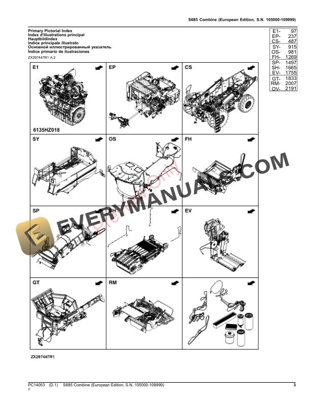 John Deere S685 Combine Parts Catalog PC14053 26OCT23-3