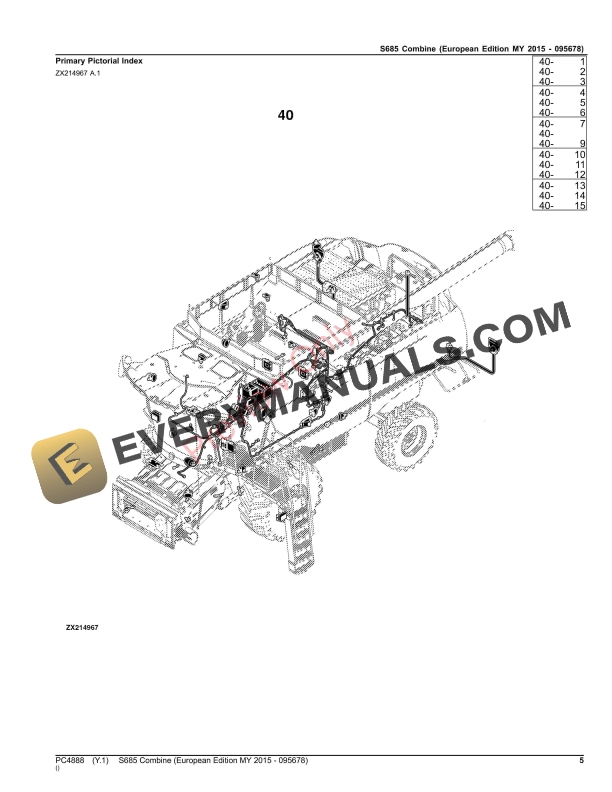 John Deere S685 Combine Parts Catalog PC4888 12NOV23-5