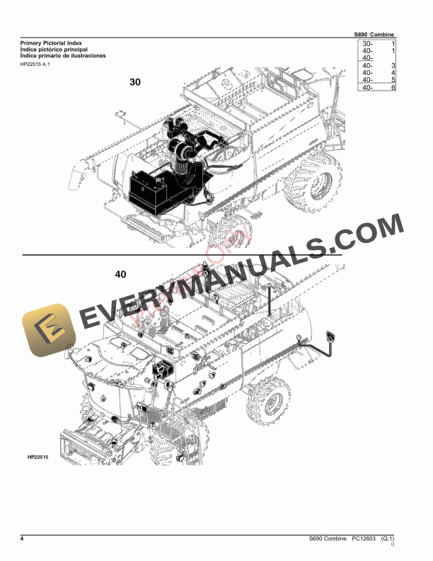 John Deere S690 Combine Parts Catalog PC12603 12OCT23-4