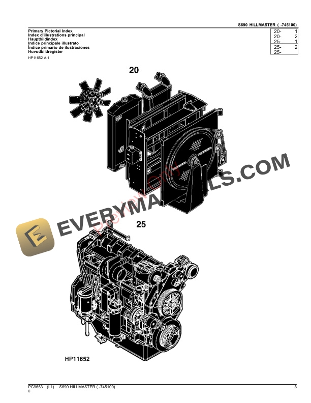 John Deere S690 HILLMASTER COMBINE ( -745100) Parts Catalog PC9663 19NOV23-3