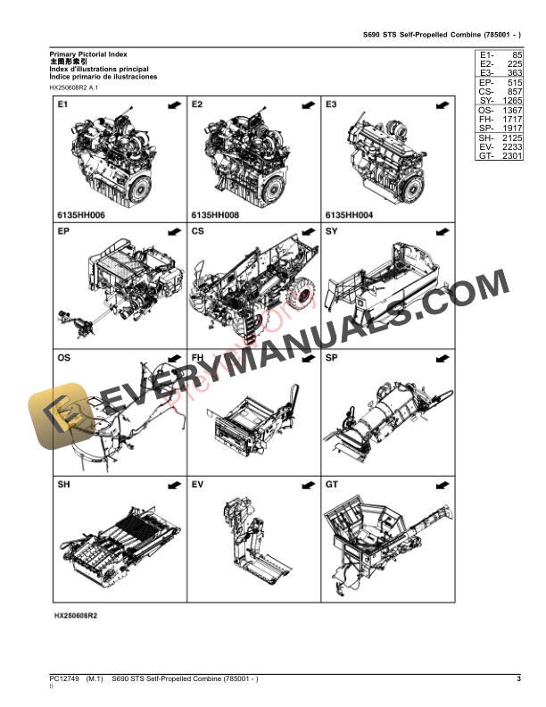 John Deere S690 STS Self-Propelled Combine (785001 - ) Parts Catalog PC12749 12NOV23 4 John Deere S690 STS Self-Propelled Combine (785001 – ) Parts Catalog PC12749 12NOV23-3