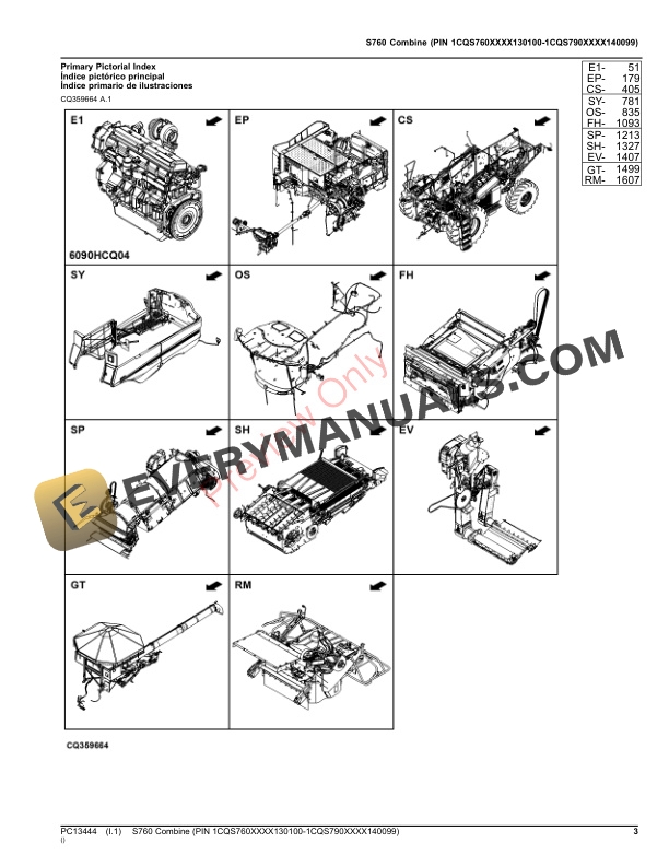 John Deere S760 Combine (PIN 1CQS760XXXX130100-1CQS790XXXX140099) Parts Catalog PC13444 09OCT23-3
