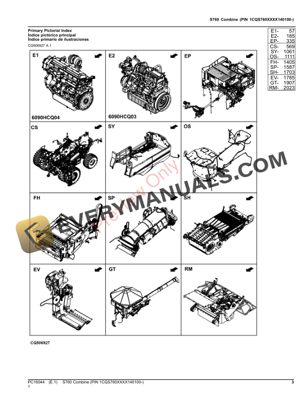 John Deere S760 Combine (PIN 1CQS760XXXX140100-) Parts Catalog PC16044 12MAY23-3