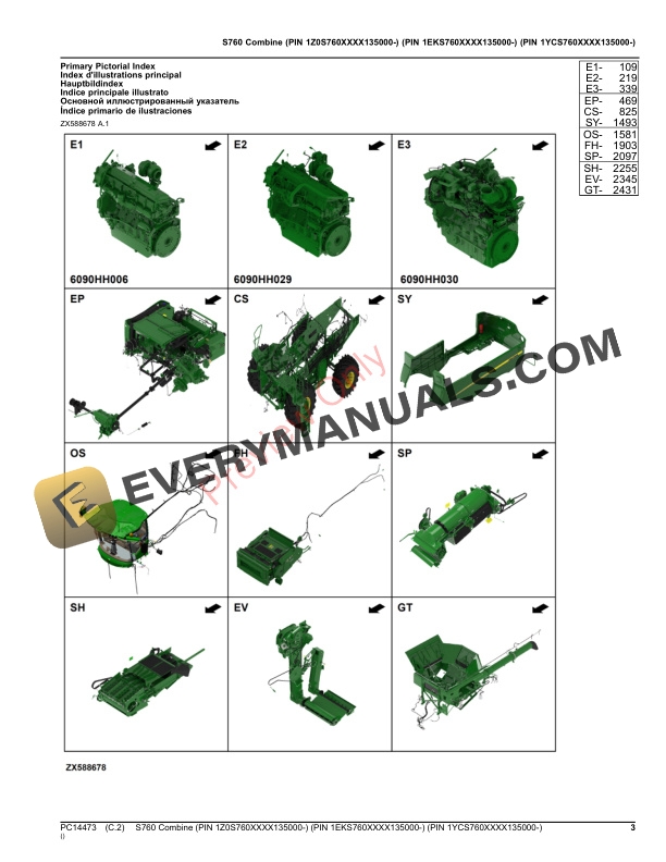 John Deere S760 Combine (PIN 1Z0S760XXXX135000 Parts Catalog PC14473 05NOV23-3