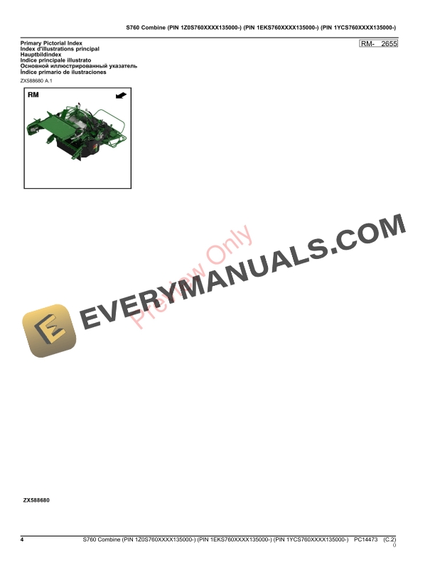John Deere S760 Combine (PIN 1Z0S760XXXX135000 Parts Catalog PC14473 05NOV23-4