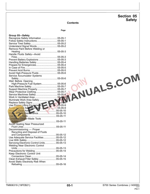 John Deere S760 S770 S780 and S790 Combines Repair Technical Manual TM806319 19FEB21 5