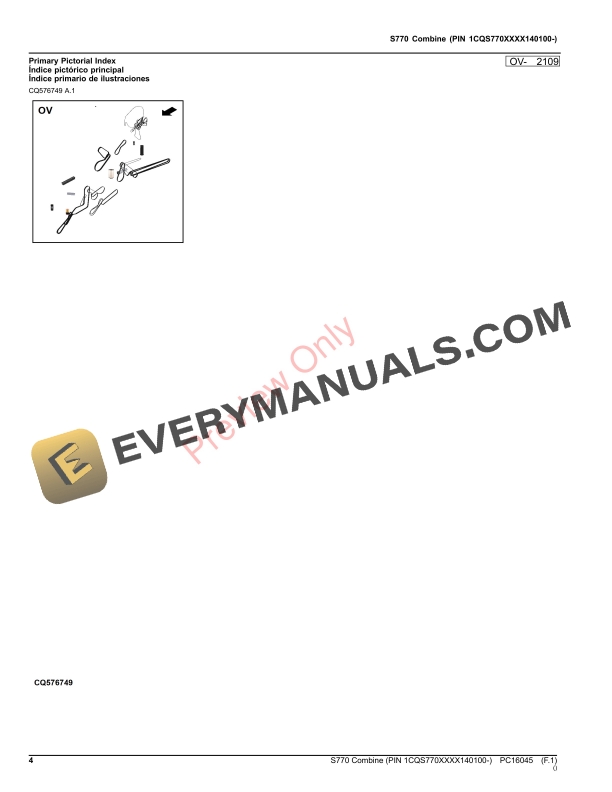 John Deere S770 Combine (PIN 1CQS770XXXX140100-) Parts Catalog PC16045 09OCT23-4