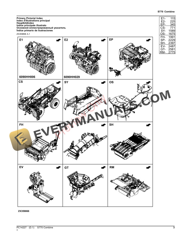 John Deere S770 Combine (PIN 1Z0S770XXXX115000 Parts Catalog PC14227 23JUL23-3
