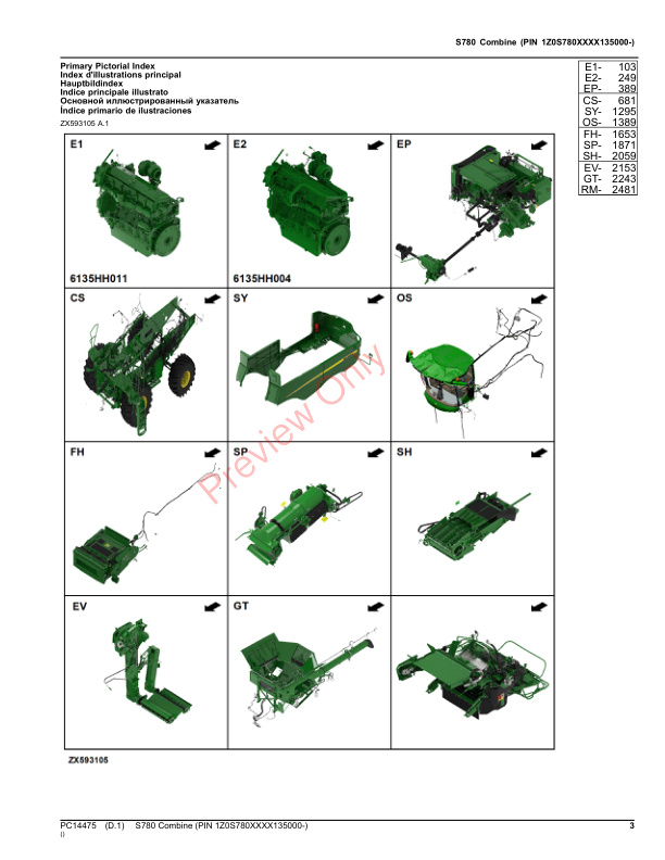 John Deere S780 Combine (PIN 1Z0S780XXXX135000-) Parts Catalog PC14475 26OCT23-3