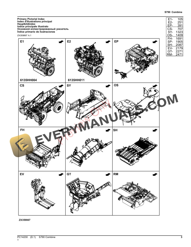 John Deere S790 Combine (PIN 1Z0S790XXXX115000-1Z0S790XXXX119999) Parts Catalog PC14230 05NOV23-3