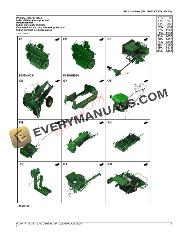 John Deere S790 Combine (PIN 1Z0S790XXXX135000-) Parts Catalog PC14477 26OCT23-3