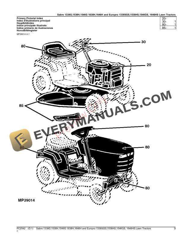 John Deere SABRE 1338G1538H1546G1638H1648H EUROPRO 1338GS1538HX1546GS1646HS Parts Catalog PC2542 10SEP23-3
