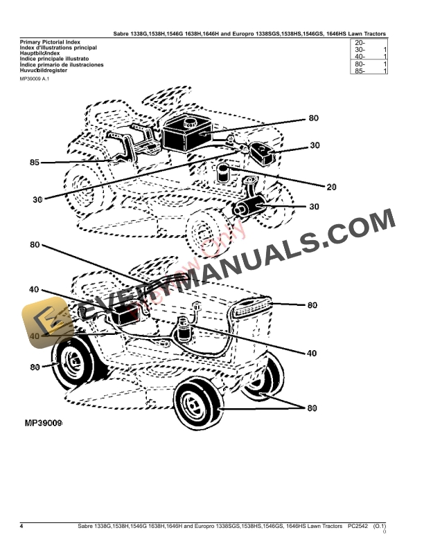 John Deere SABRE 1338G1538H1546G1638H1648H EUROPRO 1338GS1538HX1546GS1646HS Parts Catalog PC2542 10SEP23-4