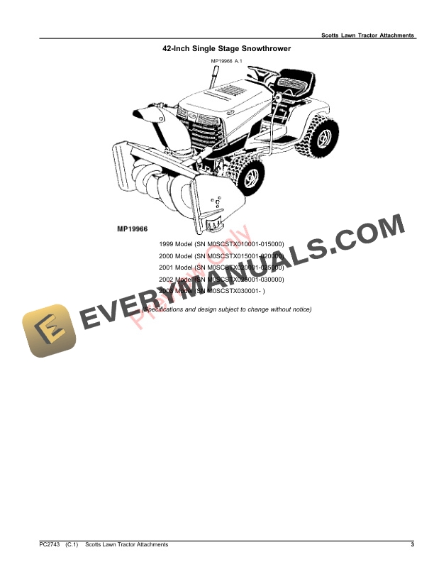 John Deere SCOTTS LAWN TRACTOR ATTACHMENTS Parts Catalog PC2743 08SEP23-3