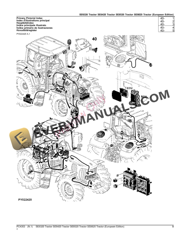 John Deere SE6320, SE6420, SE6520, SE6620 TRACTORS Parts Catalog PC4353 16JUL23-5