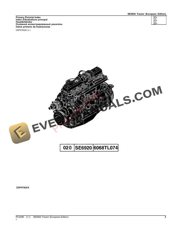 John Deere SE6920 TRACTOR Parts Catalog PC4490 26NOV23 4 John Deere SE6920 TRACTOR Parts Catalog PC4490 26NOV23-3