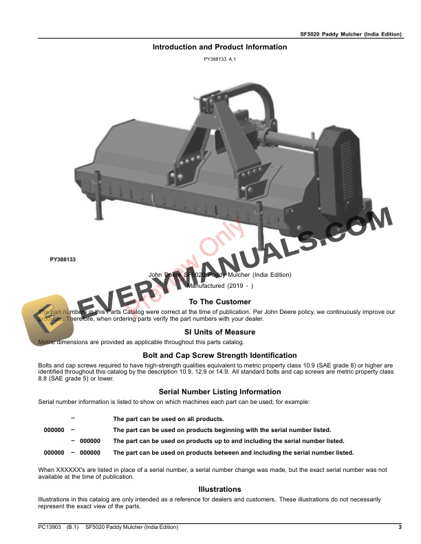 John Deere SF5020 Paddy Mulcher Parts Catalog PC13903 20SEP21-3