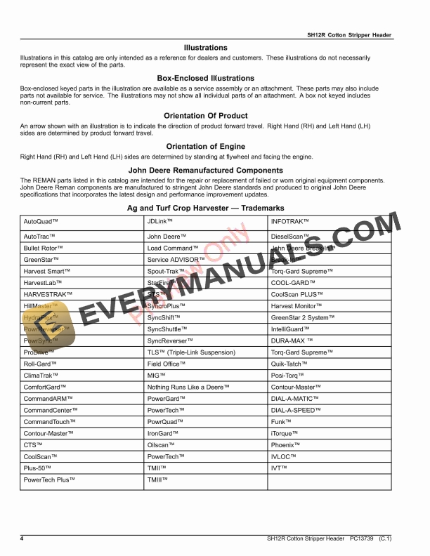John Deere SH12R Cotton Stripper Header Parts Catalog PC13739 24AUG23-4