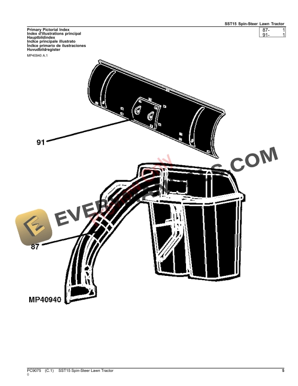 John Deere SST15 SPIN-STEER LAWN TRACTOR Parts Catalog PC9075 28DEC22-5