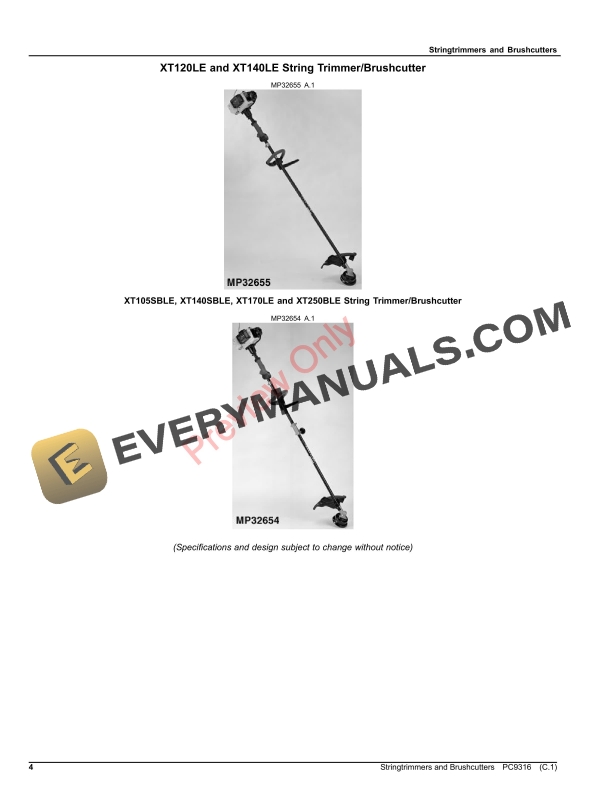 John Deere STRINGTRIMMERS AND BRUSHCUTTERS Parts Catalog PC9316 06AUG21 5 John Deere STRINGTRIMMERS AND BRUSHCUTTERS Parts Catalog PC9316 06AUG21-4