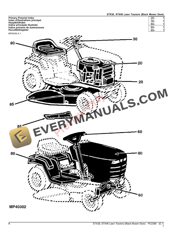 John Deere STX38, STX46 (BLACK MOWER DECK) LAWN TRACTORS Parts Catalog PC2399 22DEC22-4
