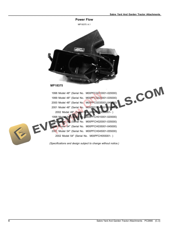 John Deere Sabre Yard And Garden Tractor Attachments Parts Catalog PC2680 04SEP20 5 John Deere Sabre Yard And Garden Tractor Attachments Parts Catalog PC2680 04SEP20-4