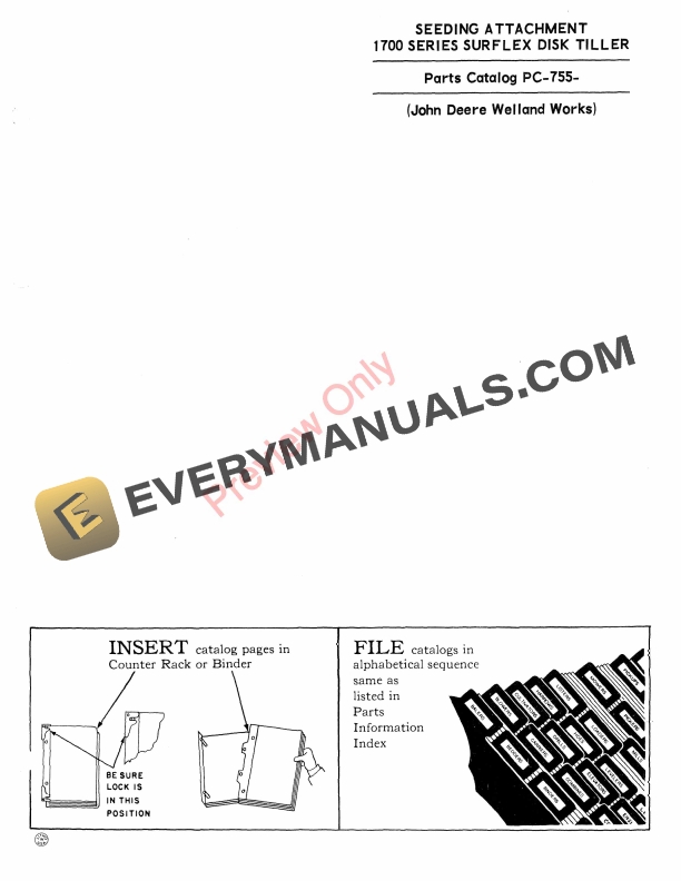 John Deere Seeding Attachment – 1700 Series Surflex Disk Tiller Parts Catalog PC755 01JAN61-1