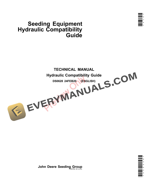 John Deere Seeding Equipment Hydraulic Compatibility Guide Technical Manual DS0628 24FEB20-1