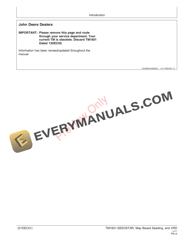 John Deere Seedstar Seed Monitor and Variable Rate Drive Technical Manual TM1601 21DEC01 PDF 11 John Deere Seedstar Seed Monitor and Variable Rate Drive Technical Manual TM1601 21DEC01 3