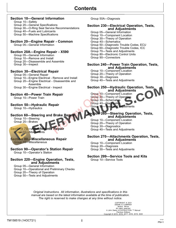 John Deere Select Series Tractors X590 Multi Technical Manual TM158519 14OCT21 3