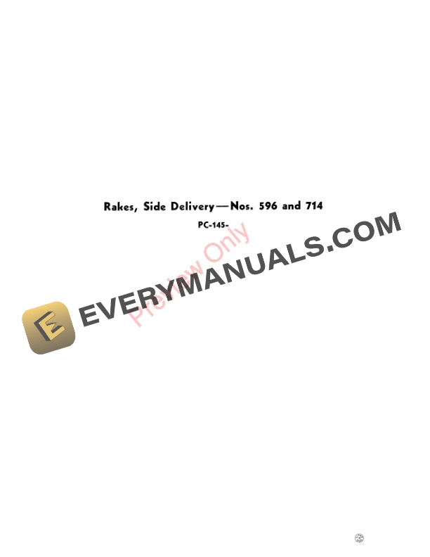 John Deere Side-Delivery Rakes – Nos. 596, 714 Parts Catalog PC145 01JAN51-2