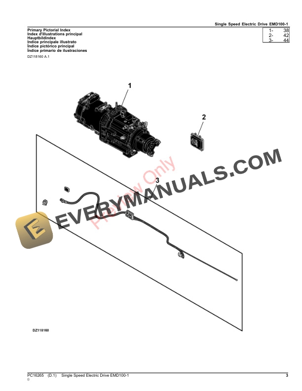 John Deere Single Speed Electric Drive EMD100-1 Parts Catalog PC16265 09NOV23-3