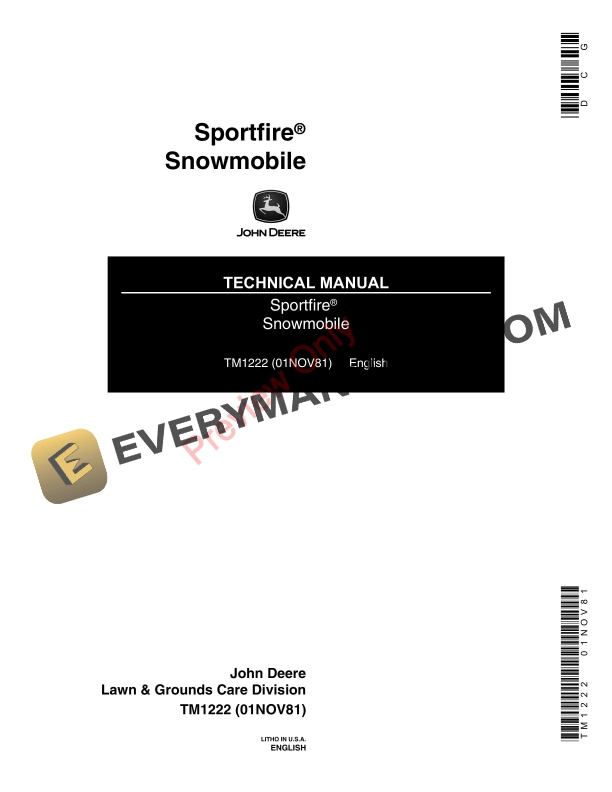 John Deere Sportfire Snowmobiles Technical Manual TM1222 01NOV81-1