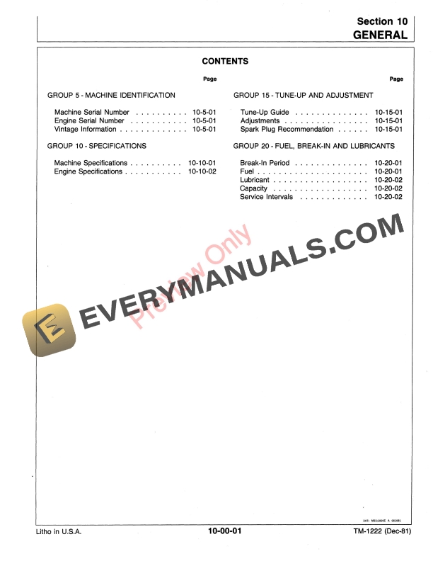 John Deere Sportfire Snowmobiles Technical Manual TM1222 01NOV81 5