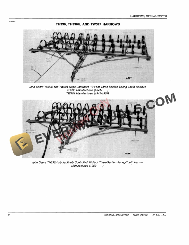 John Deere Spring-Tooth Harrows Parts Catalog PC257 01SEP80-4