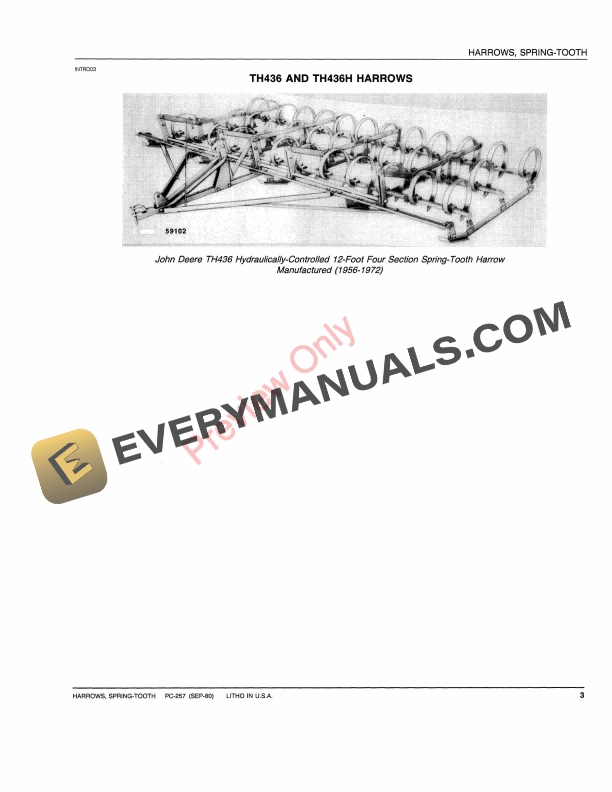 John Deere Spring-Tooth Harrows Parts Catalog PC257 01SEP80-5