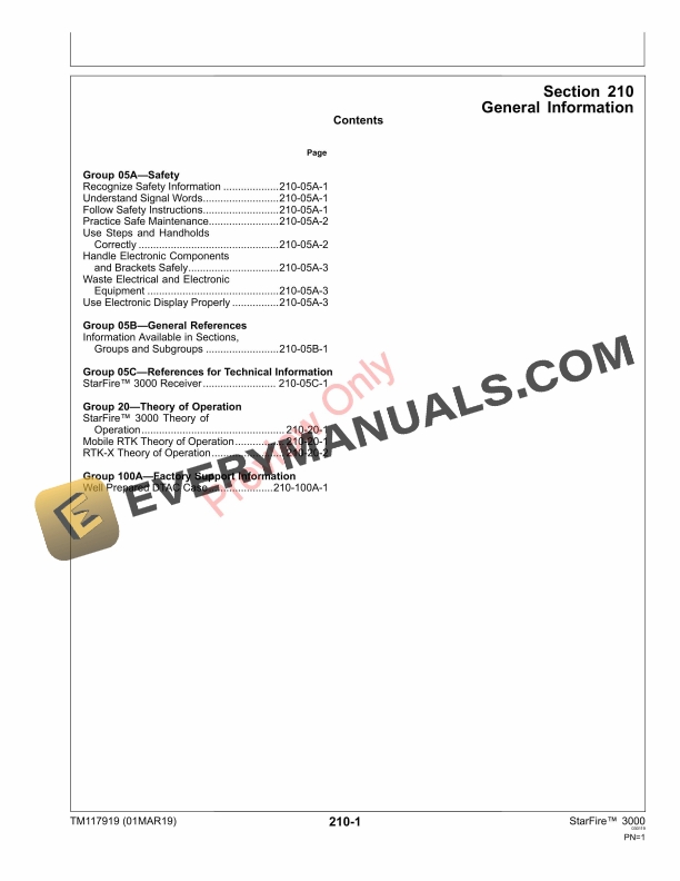 John Deere StarFire 3000 Technical Manual TM117919 01MAR19 5