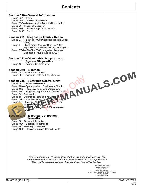 John Deere StarFire 7000 and StarFire 7000 Integrated Receiver Technical Manual TM168319 18JUL23 5 John Deere StarFire 7000 and StarFire 7000 Integrated Receiver Technical Manual TM168319 18JUL23 3