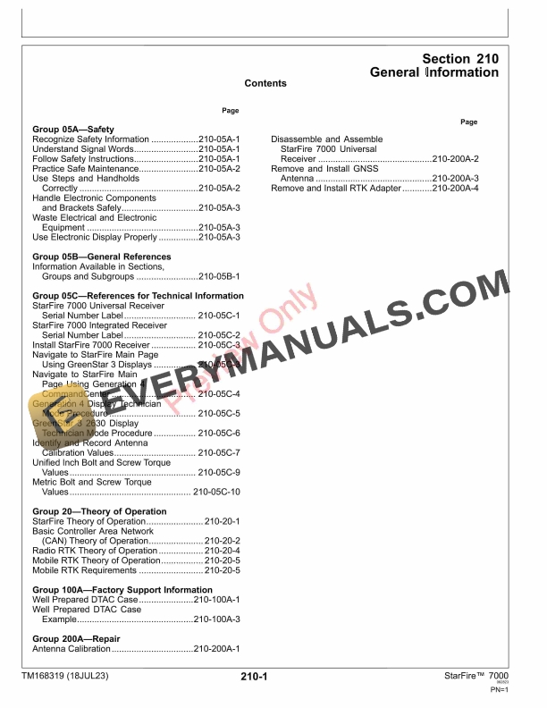 John Deere StarFire 7000 and StarFire 7000 Integrated Receiver Technical Manual TM168319 18JUL23 7 John Deere StarFire 7000 and StarFire 7000 Integrated Receiver Technical Manual TM168319 18JUL23 5